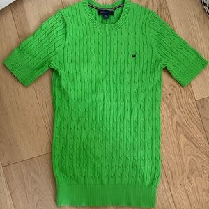 Tommy Hilfiger women’s Crewneck Sweater in Neon Apple Green 100% cotton